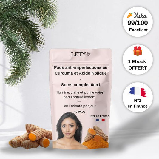 Pads Anti-Imperfections au Curcuma et Acide Kojique - soin complet 6en1